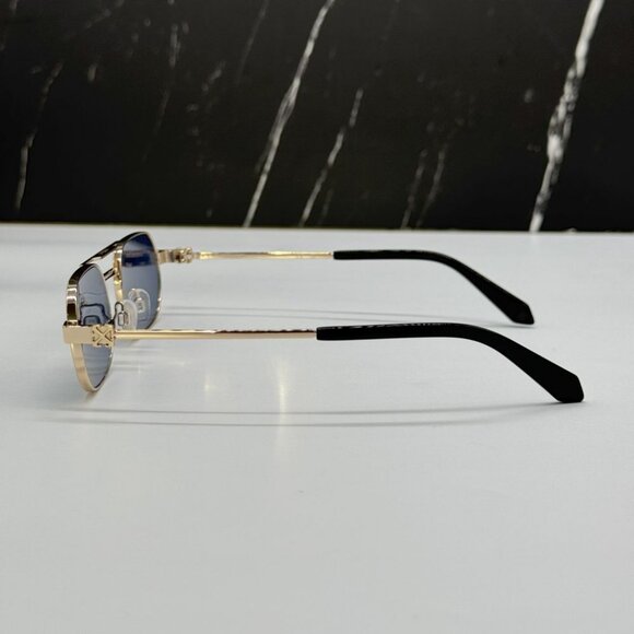 NEW OFF-WHITE OERI123 VAIDEN 7645 SUNGLASSES OVAL GOLD BLUE WOMEN EYEWEAR main image 7